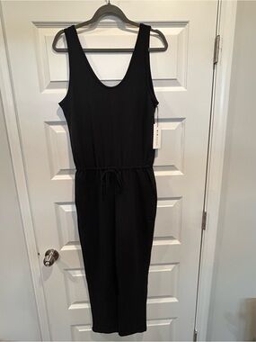 Three Dots BNWT Black Sleeveless Drawstring Jumpsuit Size L